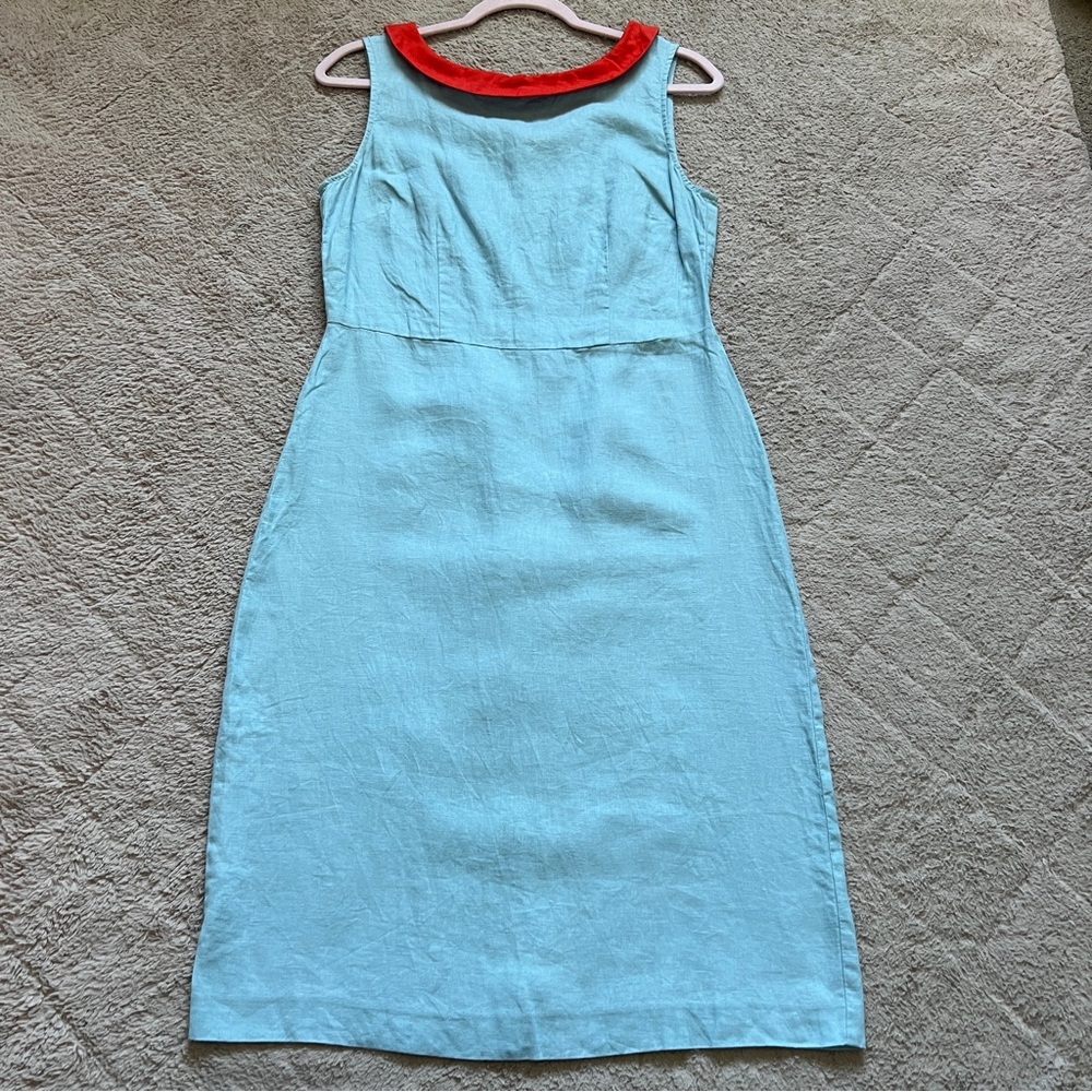 Boden Imelda Linen Boat Neck Shift Dress Preppy Minimalist Old Money Sz 6L